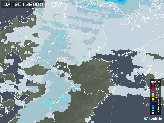 大分県の雨雲レーダー(2022年03月19日)
