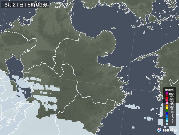 大分県の雨雲レーダー(2022年03月21日)