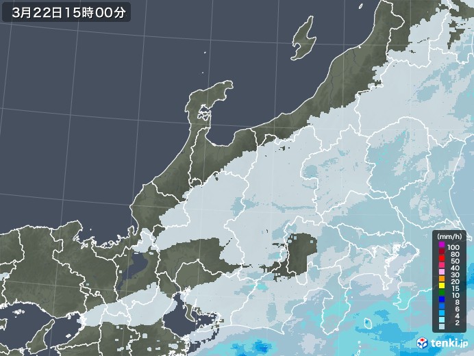 北陸地方の雨雲レーダー(2022年03月22日)