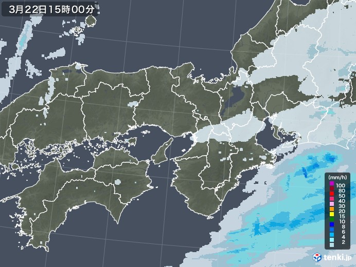 近畿地方の雨雲レーダー(2022年03月22日)