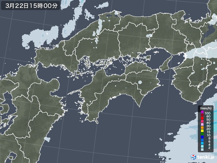 四国地方の雨雲レーダー(2022年03月22日)