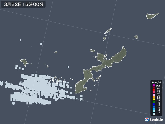 沖縄県の雨雲レーダー(2022年03月22日)
