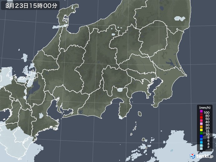 関東・甲信地方の雨雲レーダー(2022年03月23日)