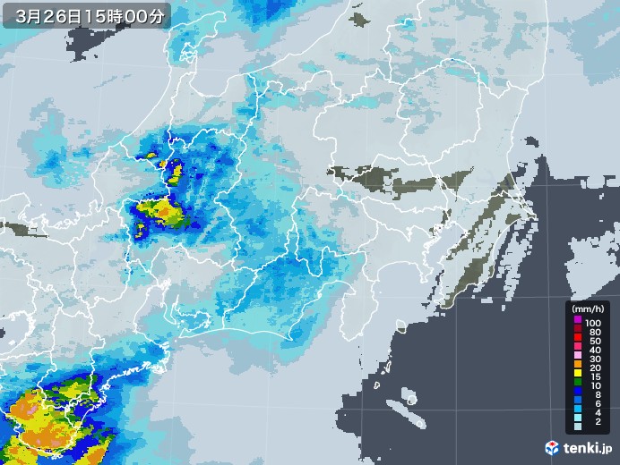 関東・甲信地方の雨雲レーダー(2022年03月26日)