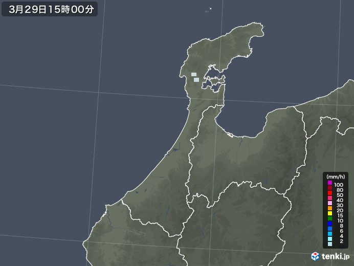 石川県の雨雲レーダー(2022年03月29日)