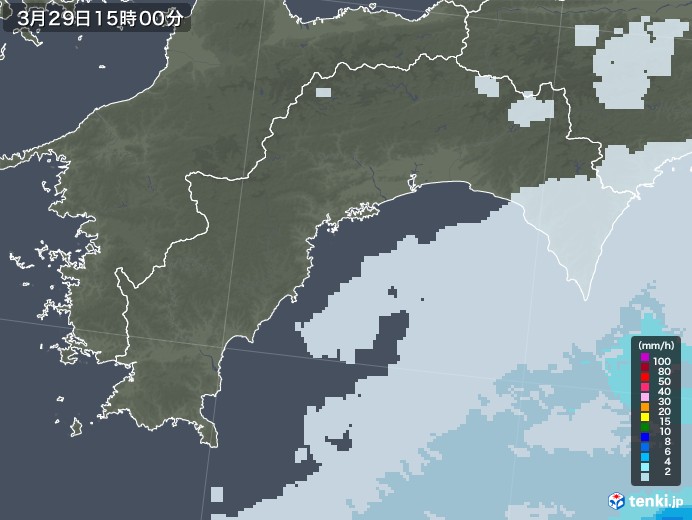 高知県の雨雲レーダー(2022年03月29日)