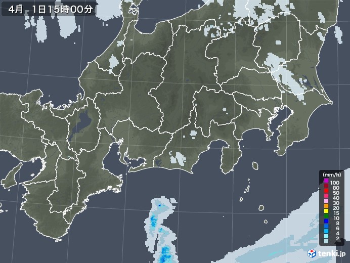 東海地方の雨雲レーダー(2022年04月01日)