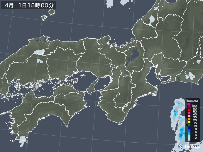 近畿地方の雨雲レーダー(2022年04月01日)