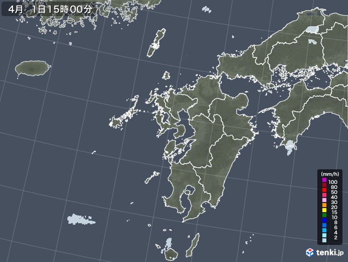 九州地方の雨雲レーダー(2022年04月01日)