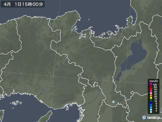 京都府の雨雲レーダー(2022年04月01日)