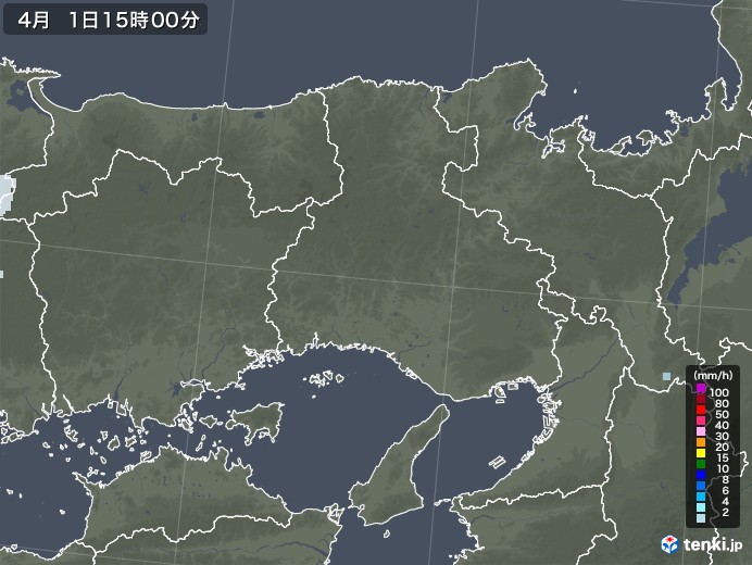 兵庫県の雨雲レーダー(2022年04月01日)