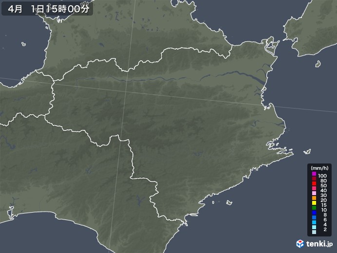 徳島県の雨雲レーダー(2022年04月01日)