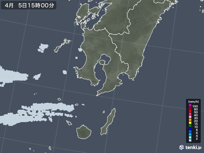 鹿児島県の雨雲レーダー(2022年04月05日)