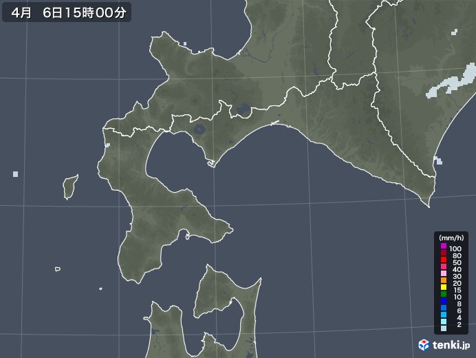 道南の雨雲レーダー(2022年04月06日)