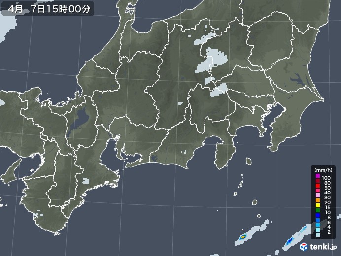 東海地方の雨雲レーダー(2022年04月07日)