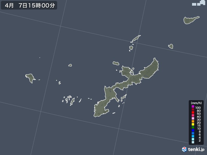 沖縄県の雨雲レーダー(2022年04月07日)