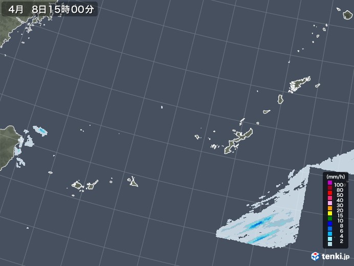 沖縄地方の雨雲レーダー(2022年04月08日)