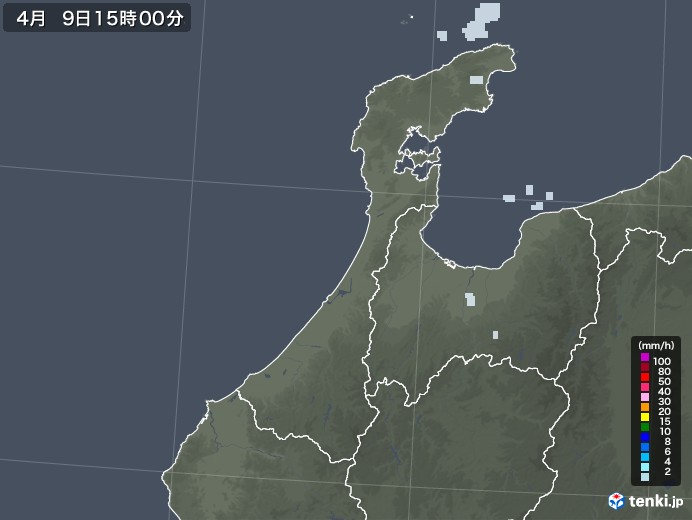石川県の雨雲レーダー(2022年04月09日)