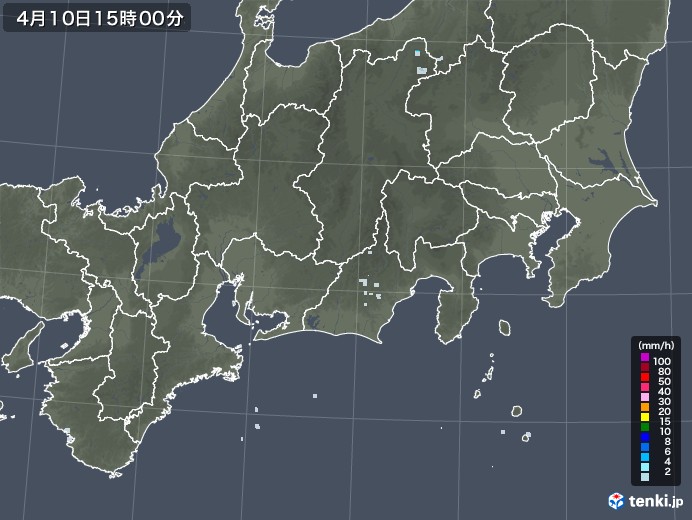 東海地方の雨雲レーダー(2022年04月10日)