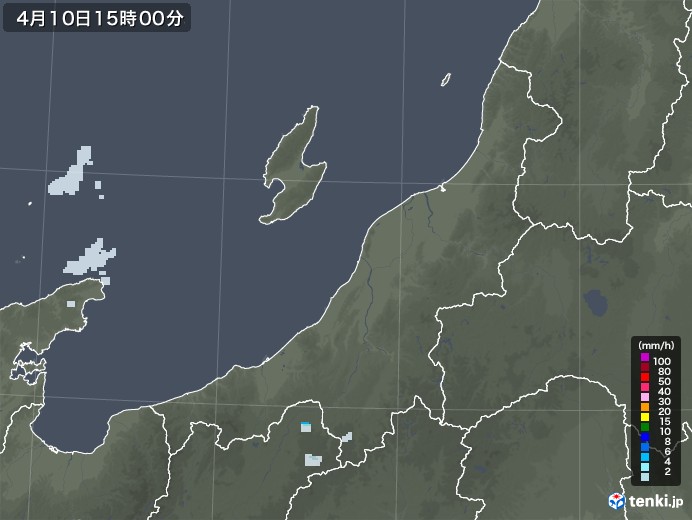 新潟県の雨雲レーダー(2022年04月10日)