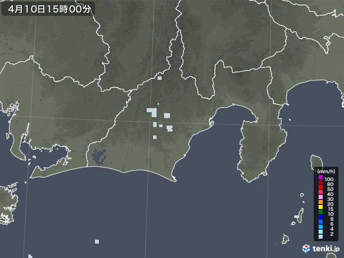 静岡県の雨雲レーダー(2022年04月10日)