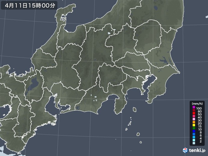 関東・甲信地方の雨雲レーダー(2022年04月11日)