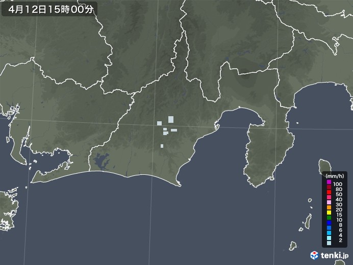 静岡県の雨雲レーダー(2022年04月12日)