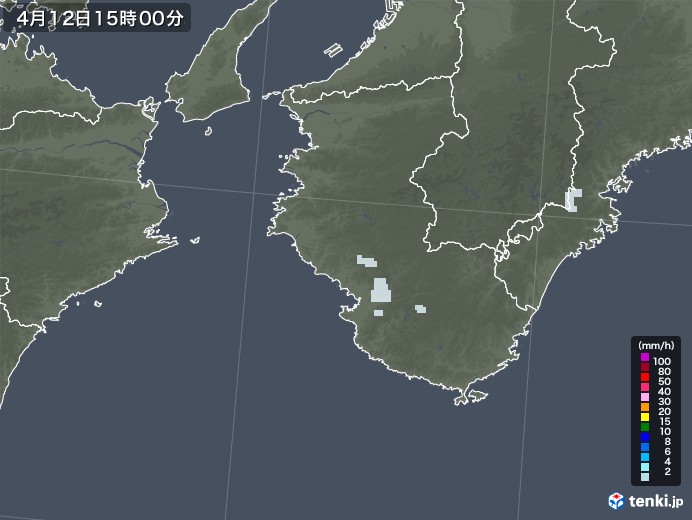 和歌山県の雨雲レーダー(2022年04月12日)