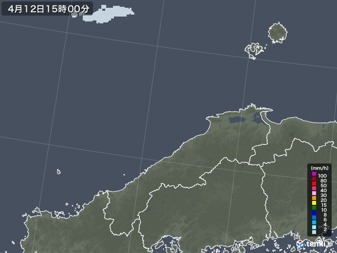 島根県の雨雲レーダー(2022年04月12日)