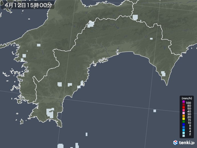 高知県の雨雲レーダー(2022年04月12日)