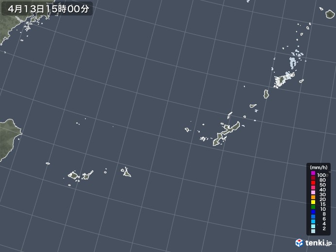 沖縄地方の雨雲レーダー(2022年04月13日)