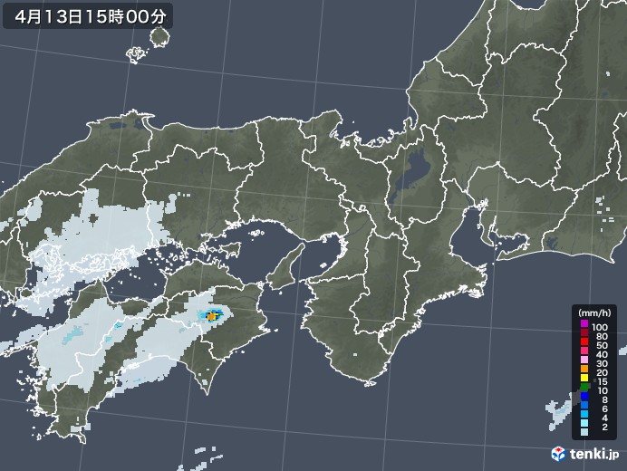 近畿地方の雨雲レーダー(2022年04月13日)