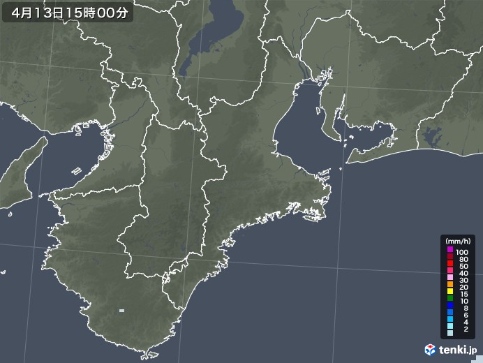 三重県の雨雲レーダー(2022年04月13日)