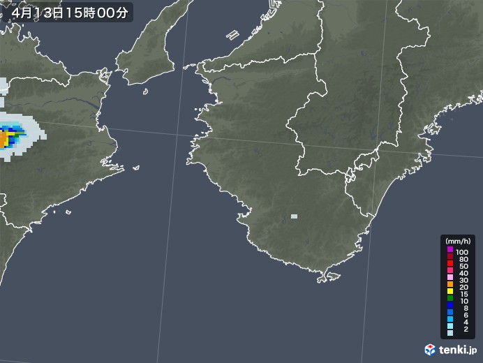 和歌山県の雨雲レーダー(2022年04月13日)