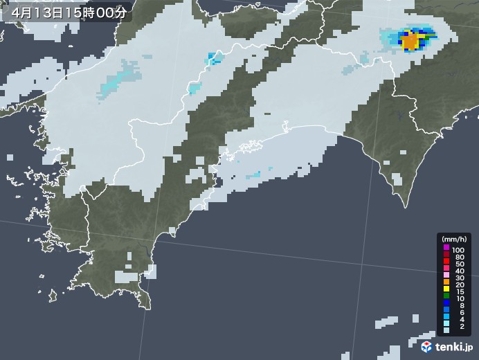 高知県の雨雲レーダー(2022年04月13日)