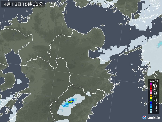 大分県の雨雲レーダー(2022年04月13日)