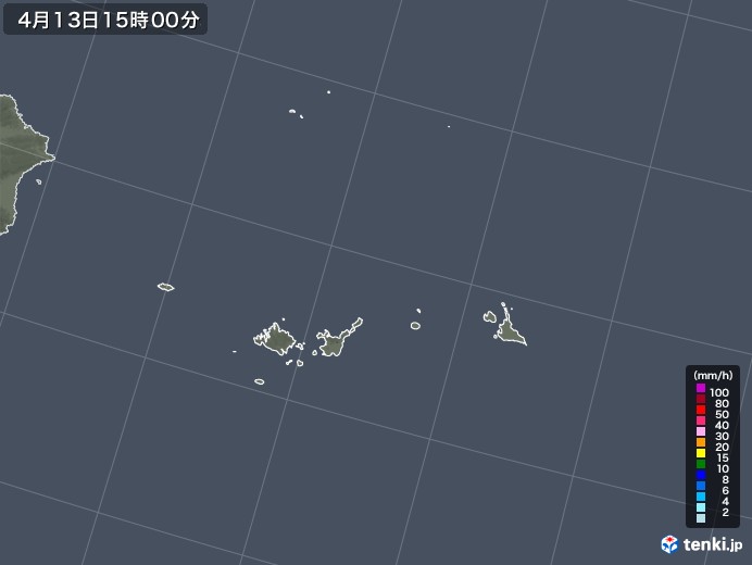 宮古・石垣・与那国(沖縄県)の雨雲レーダー(2022年04月13日)