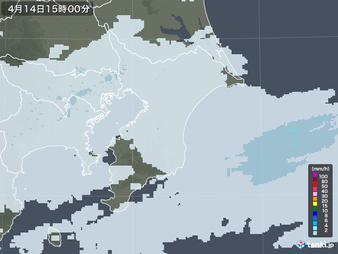 千葉県の雨雲レーダー(2022年04月14日)