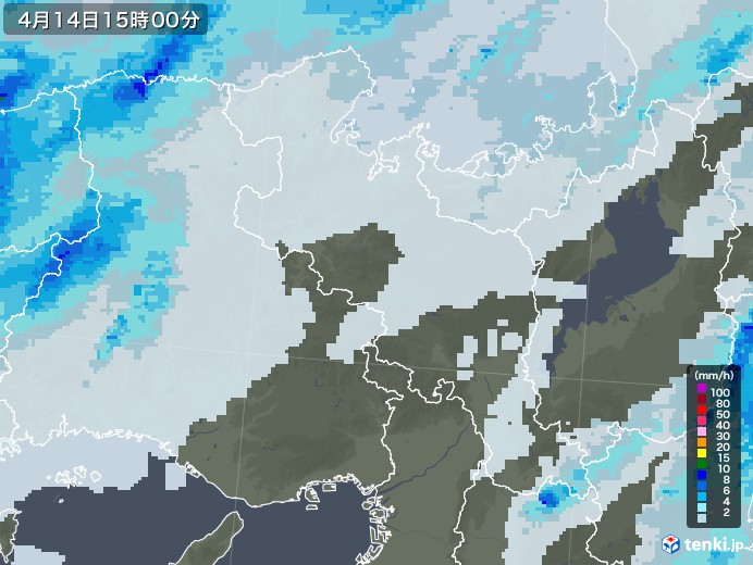 京都府の雨雲レーダー(2022年04月14日)
