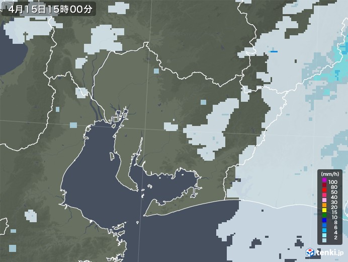 愛知県の雨雲レーダー(2022年04月15日)