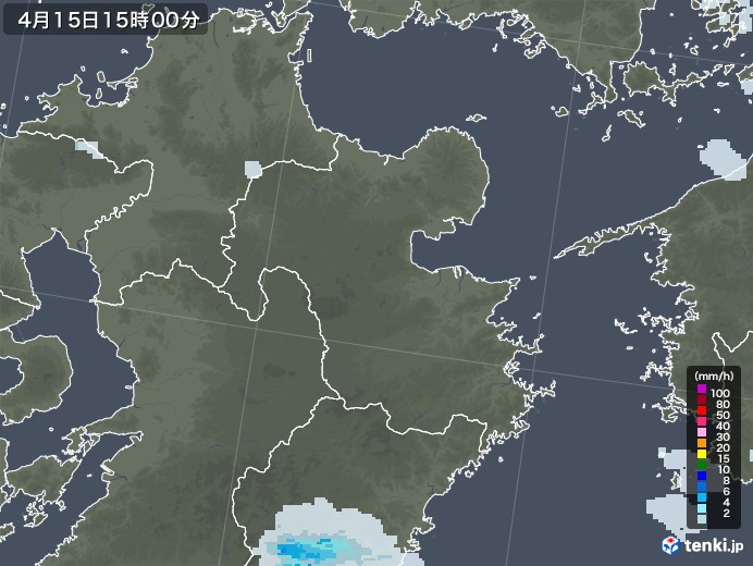 大分県の雨雲レーダー(2022年04月15日)