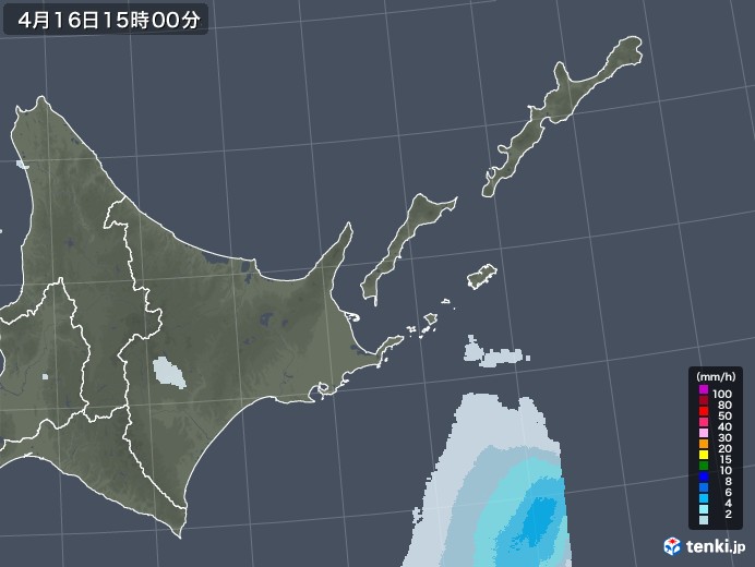 道東の雨雲レーダー(2022年04月16日)