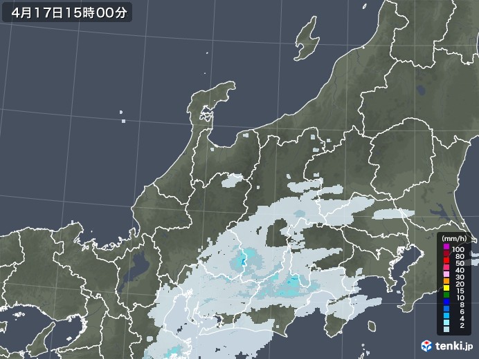 北陸地方の雨雲レーダー(2022年04月17日)