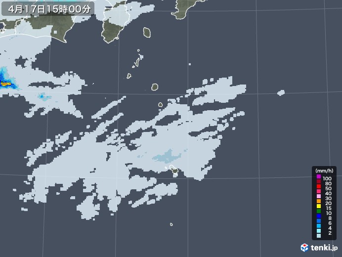 伊豆諸島(東京都)の雨雲レーダー(2022年04月17日)