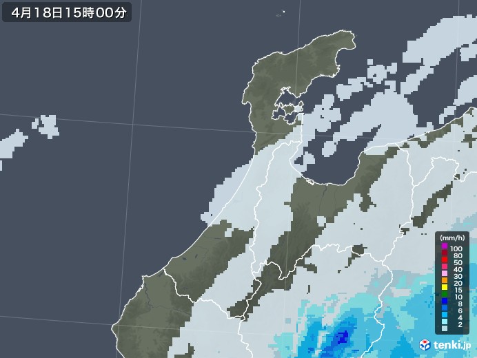 石川県の雨雲レーダー(2022年04月18日)