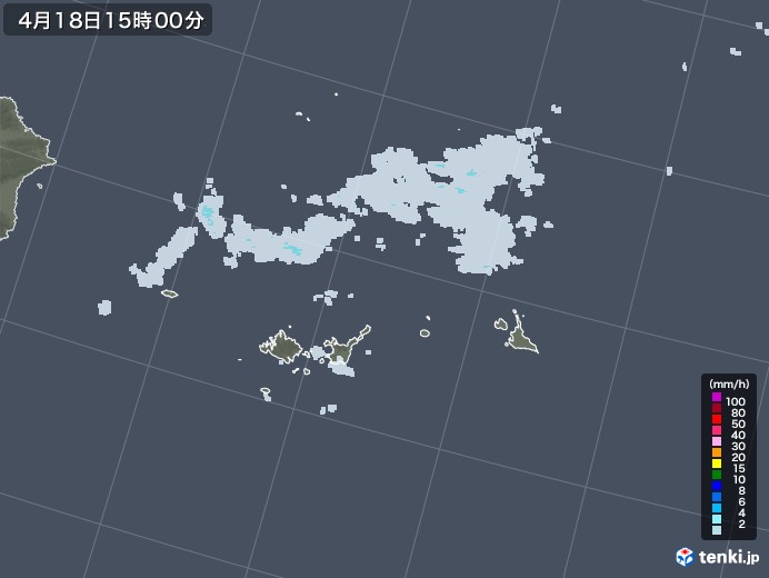 宮古・石垣・与那国(沖縄県)の雨雲レーダー(2022年04月18日)