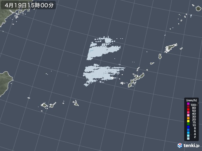 沖縄地方の雨雲レーダー(2022年04月19日)