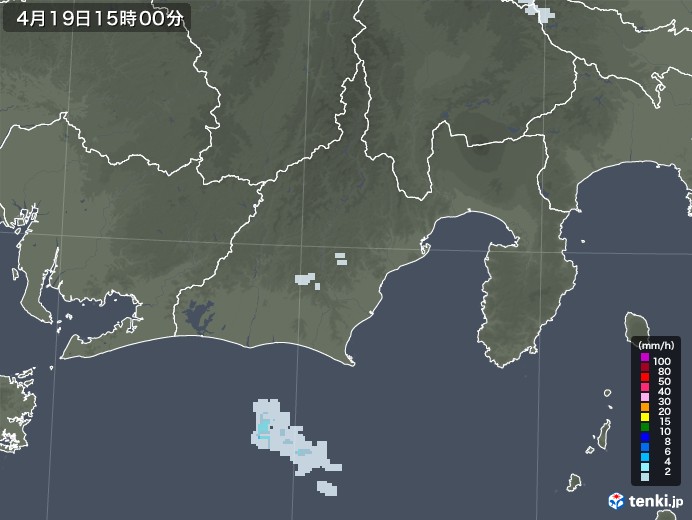 静岡県の雨雲レーダー(2022年04月19日)