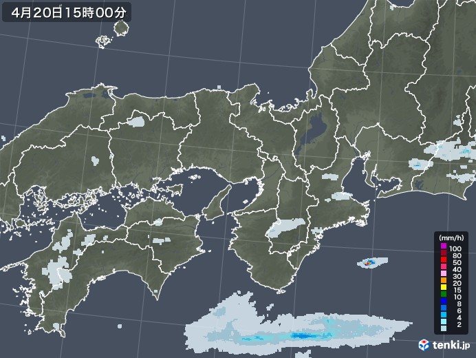 近畿地方の雨雲レーダー(2022年04月20日)