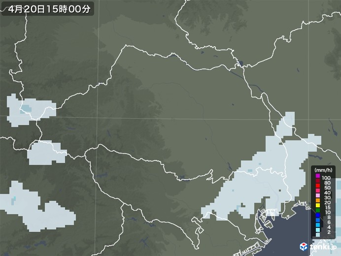 埼玉県の雨雲レーダー(2022年04月20日)
